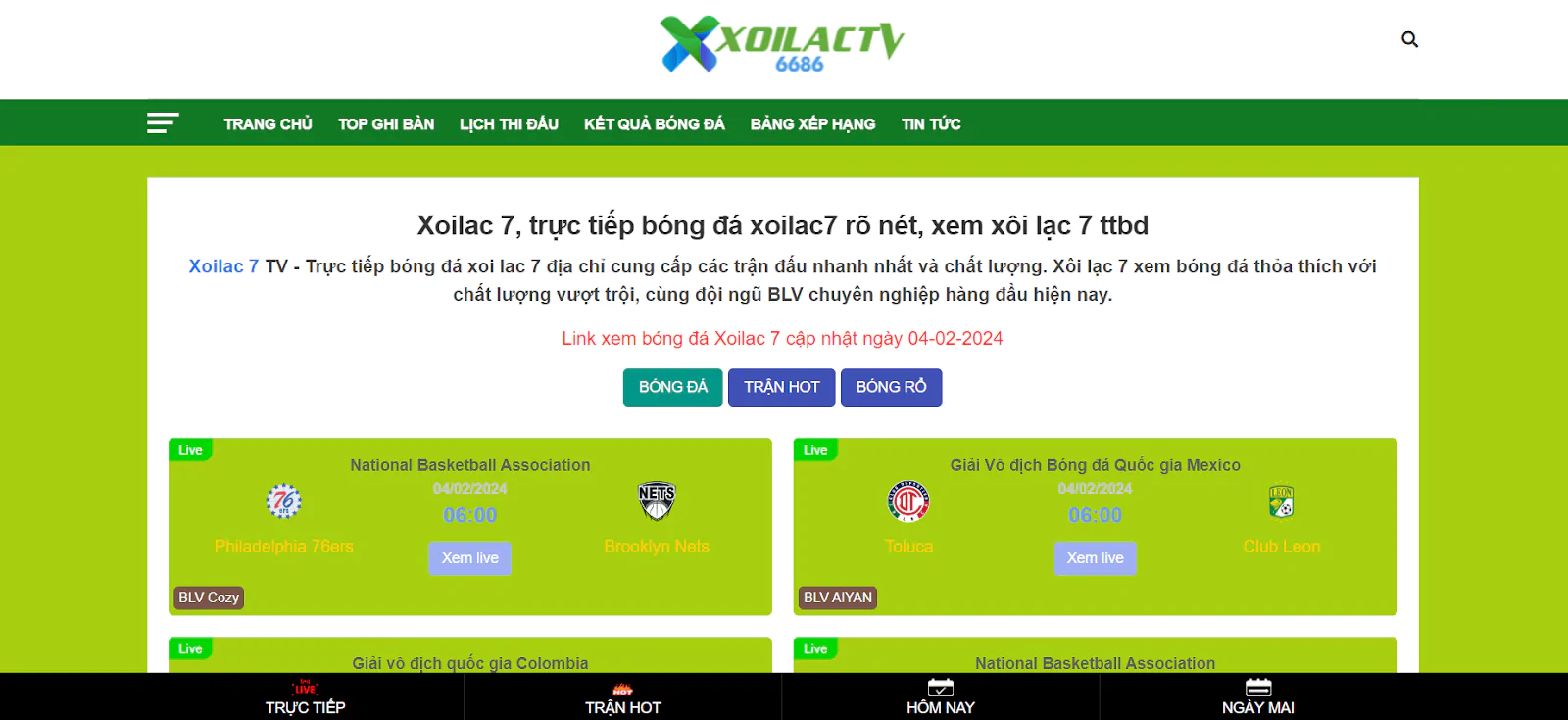 Xoilac 7 - Trang web với hình ảnh, âm thanh chất lượng