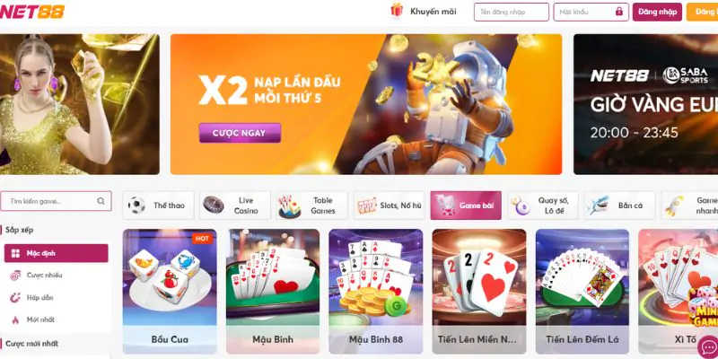 Game bài Net88 - Trải nghiệm đa dạng cùng nhà cái uy tín